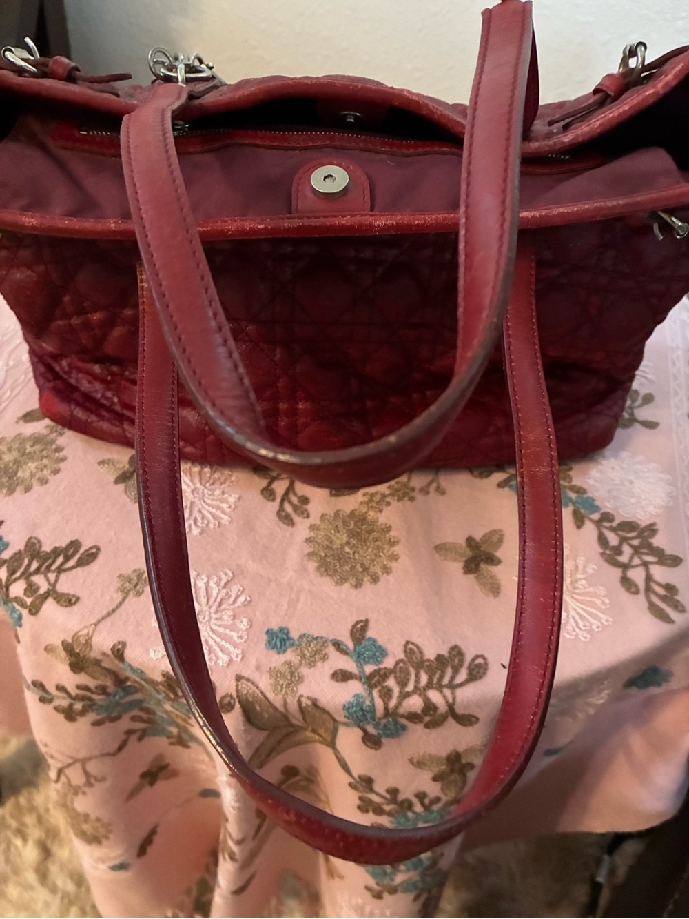 Christian Dior Large Panarea Tote Red Cannage Quilted Leather - Picture 9 of 16